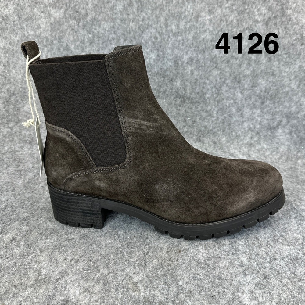 Joie Suede Chelsea Boots Brown Lug Sole Block Heel Ankle Boot Womens 9